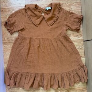 Balzac Paris Ruffled Collar Mini Dress in Rust Brown